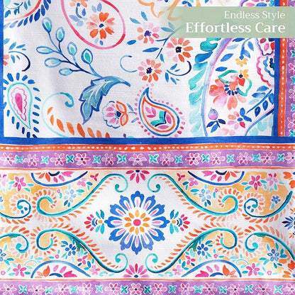 Maison d' Hermine Table Runner 100% Cotton Double Layer Table Runners 108 inches Long Decorative for Home Kitchen Dining Party Wedding Bridal Shower Spring Summer (Indian Floral, 14.50" x 108")