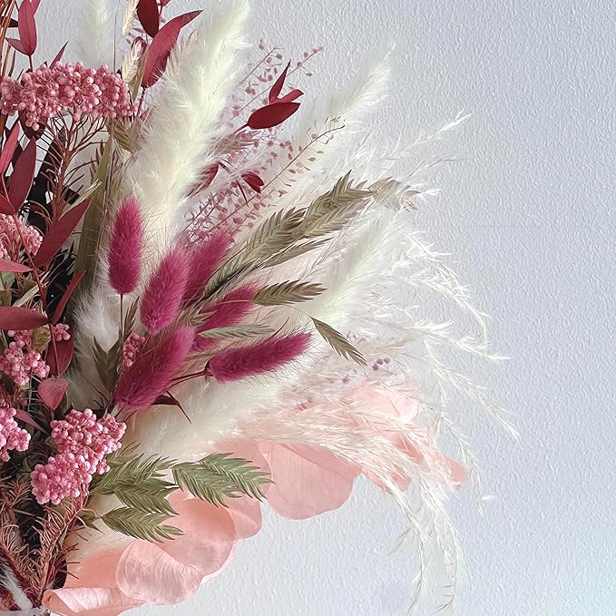 Natural Dried Flower Bouquet - Boho Pampas Grass Decor, Chic Flower Arrangements for Moody Office & Bedroom Decor, DIY Home Vase Filler, Farmhouse Floral, Fall Wedding Bouquet