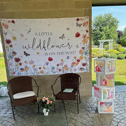 Avezano Wildflower Baby Shower Decorations A Little Wildflower is On The Way Baby Shower Backdrop Floral Theme Baby Girls' New Born Photoshoot Background Banner (7x5ft(84x60in))