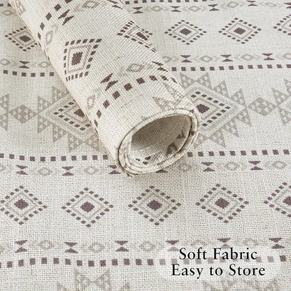 LilyCat Linen Fabric Geometric Stripes Placemats, Durable Boho Dining Table Mats for Kitchen, Rustic Vintage Washable Place Mats Set of 6, 18’’× 12’’