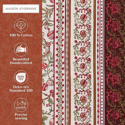 Maison d' Hermine Placemats Set of 4 100% Cotton Washable Cloth Place Mats, Reusable Table Mats for Thanksgiving Christmas Decorations Kitchen Dining Party Wedding (Reveillon Au Jardin, 13" x 19")
