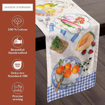 Maison d' Hermine Table runner 100% Cotton Single Layer Table Runners 108 inches long Decorative for Home Kitchen Dining Party Baby Shower Wedding Bridal Shower Spring Summer (Gourmand, 14.50" x 108")