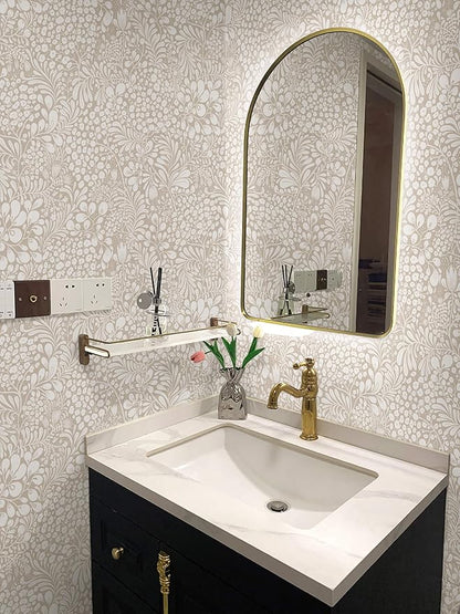 Heroad Peel and Stick Wallpaper Boho Beige Contact Paper 17.3''x393'' Floral Wall Paper Removable Self Adhesive Wallpaper for Cabinet Bedroom Living Room Entryway Walls Bathroom Waterproof Vinyl Roll