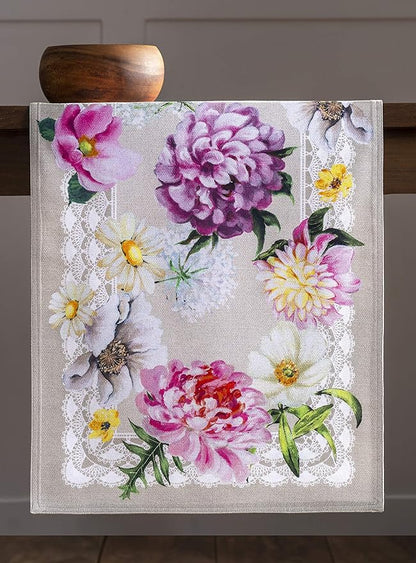 Maison d' Hermine Table Runner 100% Cotton Double Layer Table Runners 72 inches Long Decorative for Home Kitchen Dining Party Baby Shower Wedding Bridal Shower Spring Summer (Pivoine, 14.50" x 72")