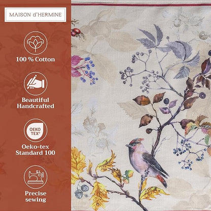 Maison d' Hermine Placemats Set of 4 100% Cotton Washable Cloth Place Mats, Reusable Table Mats for Thanksgiving Christmas Decorations Kitchen Dining Party Wedding (Equinoxe - Beige, 13" x 19")