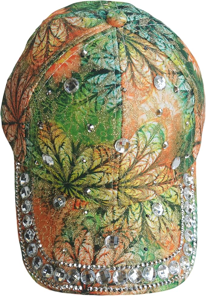 Bling Baseball Caps for Women, Rhinestone Summer Flower Baseball Hat, Adjustable Spring Fall Denim Sequin Jean Hat