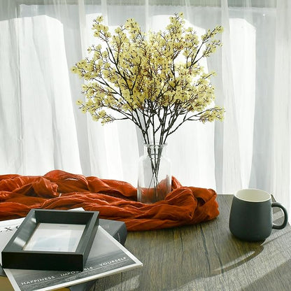 Mandy's Light Yellow Artificial Baby’s Breath European Flowers 6 Bundles Silk Gypsophila with Bendable Stems for Fall Thanksgiving & Christmas Centerpiece Wedding Decor and Table Arrangements