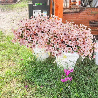 Uieke 72 Bundles Artificial Flowers for Outdoors UV Resistant Fake Silk Flowers No Fade Greenery Shrubs Plants for Outside Planter Home Garden Porch Window Box Spring Summer Décor (Pink)