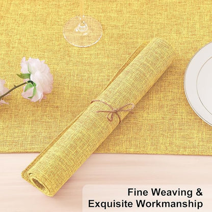 Homaxy Cloths Placemats for Dining Table Set of 4, Heat Resistant Washable Cotton Linen Blend Table Mats, Ideal for Kitchen Party Dining Decoration, 13" x 19", Mustard Yellow