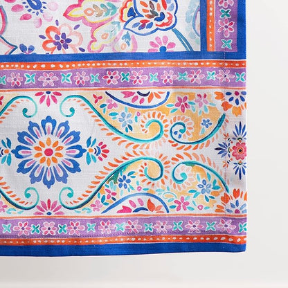 Maison d' Hermine Table Runner 100% Cotton Single Layer Table Runners 72 inches Long Decorative for Home Kitchen Dining Party Wedding Bridal Shower Spring Summer (Indian Floral, 14.50" x 72")