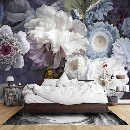 Peel and Stick Wallpaper Floral Forest Mural Flower for Bedroom Large Wall Murals Wall Paintings (Color-2, 157×110 inch)