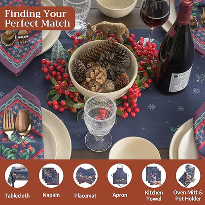 Maison d' Hermine Table Runner 100% Cotton Double Layer Table Runners 108 inches Long for Thanksgiving Christmas Decorations Home Kitchen Dining Party Wedding (Christmas Joy, 14.5" x 108")