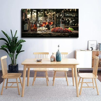 hyidecorart Wall Art For Kitchen Wall Decor For Living Room Wine Glass Wall Dining Room Painting Still Life Goblet Canvas Wall Pictures Sunrise Sunset Landscape Poster Bar Restaurant Decoration