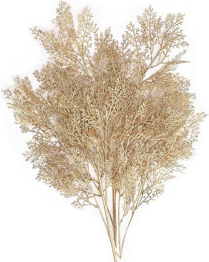 Fake Golden Branch Plants, Christmas Artificial Gold Antlers Plant 30" Tall Plastic Twig Branches Faux Grass for Xmas Décor Party Indoor Outdoor Wedding Table Centerpiece DIY Decoration - 2 Pack