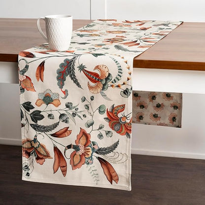 Maison d' Hermine Table Runner 100% Cotton Double Layer Table Runners 72 inches Long for Thanksgiving Christmas Decorations Home Kitchen Dining Party Wedding (Dalida, 14.5" x 72")