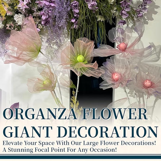 Giant Flower for Decoration, 70.87 inch Handmade Adjustable Artificial Organza Floral Decor for Wedding Birthday Baby Shower Christmas Party Backdrop Home Office Hotel Shop Window Display Props