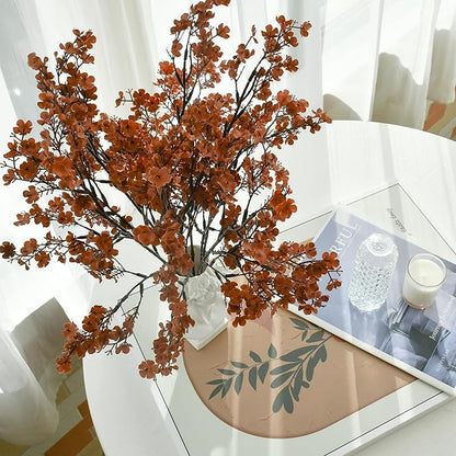 Mandy's Brown Artificial Baby’s Breath European Flowers 6 Bundles Silk Gypsophila with Bendable Stems for Fall Thanksgiving & Christmas Centerpiece Wedding Decor and Table Arrangements