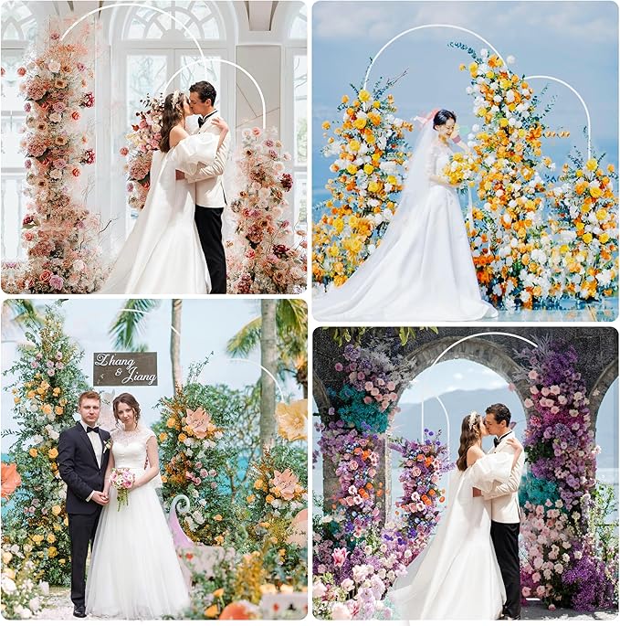 Asee'm White Metal Wedding Arch Stand (7.2FT,6FT) Set of 2 Arched Backdrop Frame for Ceremony Parties Birthday Baby Shower Garden Decoration