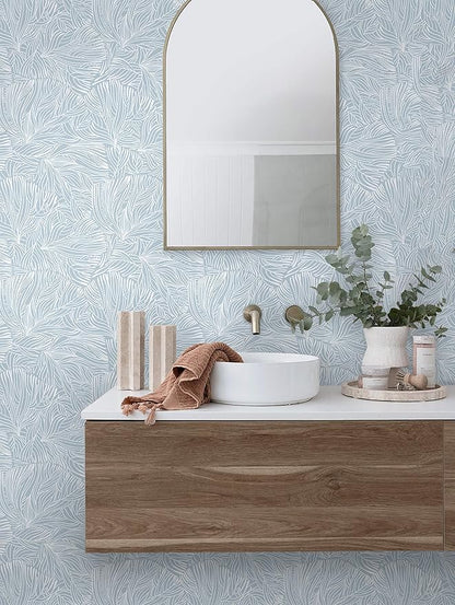 Heroad Boho Peel and Stick Wallpaper Blue Floral Contact Paper Modern Removable Self-Adhesive Wallpaper for Bedroom Living Room Cabinets Decoration Thicken Vinyl Roll Renter Friendly 17.3" x 98"