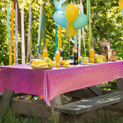 Pink Holographic Laser Tablecloths Hot Pink Shiny Table Covers 40" x 108" Foil Disposable Rectangle Table cloths for Girl Birthday Party Wedding Anniversary Bachelorette Baby Shower Decor