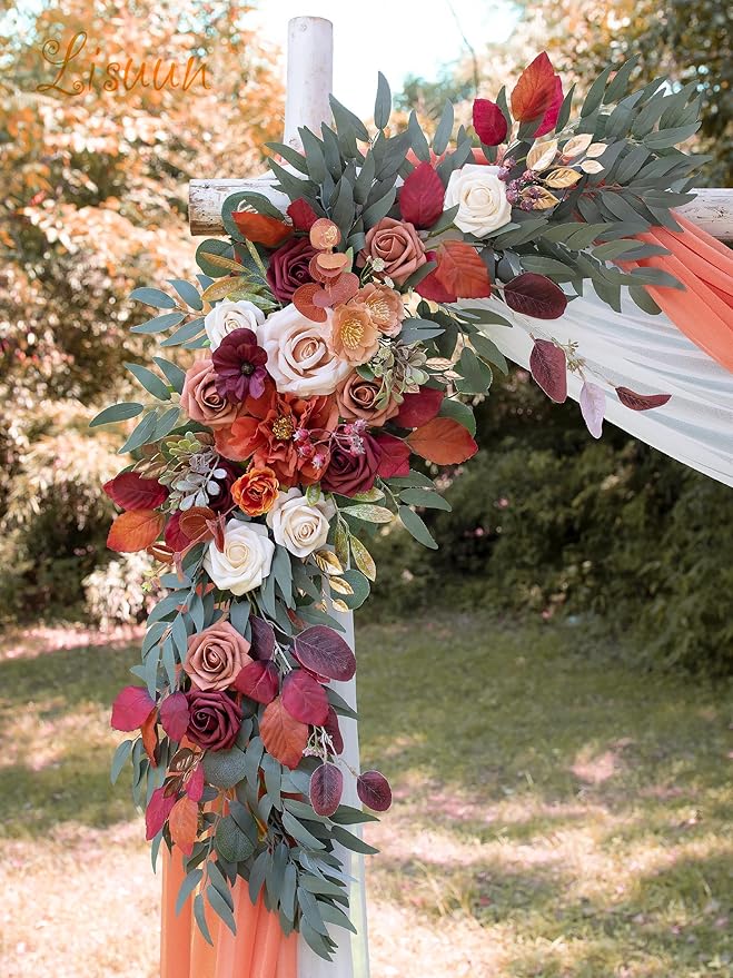 Wedding Arch Flowers, Artificial Flowers for Decoration, Large Flower Swag for Boho Styles Wedding Ceremony Floral Decor - Pack of 2