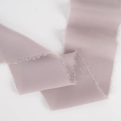 MEEDEE Dusty Rose Chiffon Ribbon 3 Inch Fringe Ribbons Pink Chiffon Silk Frayed Edge Ribbon Wide Chiffon Ribbons for Crafts, Flower Bouquet, Wedding Favors Wrapping (2 Rolls 10 Yards)