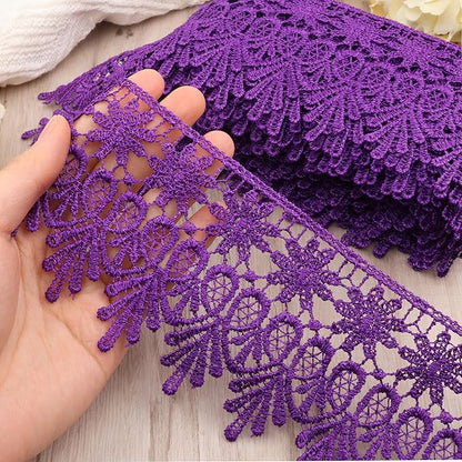 Green Lace Trim 7.5 Yards Wide Embroidered Floral Trim Edge Venise Lace Ribbon for Wedding Dress Crafting, Costume Design, DIY Apparel Embellishment, Home Decor