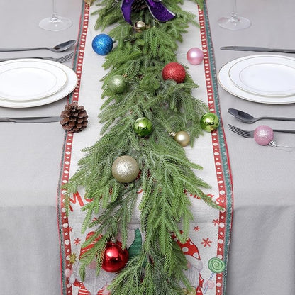 Artgar Pine Garland - 6Ft Christmas Garland - Pine Garland Realistic - Artificial Green Cedar Garlands Christmas Decorations for Home Mantel Stairs Dining Table Christmas Decor (White-Green)
