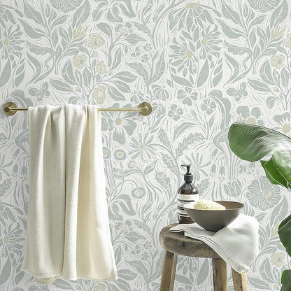 Heroad Contact Paper Floral Peel and Stick Wallpaper Green Botanical Wallpaper Self-Adhesive Removable Stick on Wall Paper for Cabinets Drawers Waterproof Bedroom Wall Decor Vinyl Roll 17.3''x393''