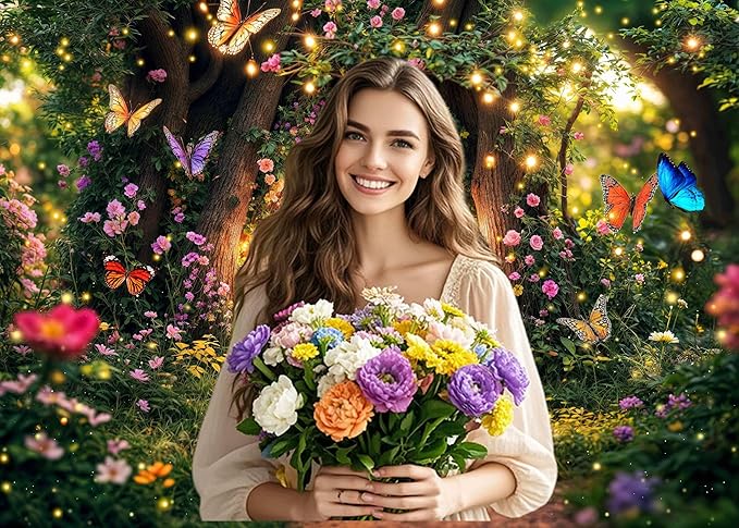 15X10ft Enchanted Forest Backdrop Fairy Tale Garden Wonderland Floral Butterfly Photography Background for Kids Girl Baby Shower Birthday Party Decoration Banner Cake Table Photo Booth Props
