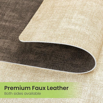 Placemats Set of 4, Faux Leather Heat Resistant Wipeable Placemats, Dual Sided Waterproof Washable Table Mats with Coaster, Suitable for Kitchen, Dining, Table Decor (4, Beige Dark Coffee)