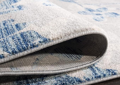 SAFAVIEH Evoke Collection Area Rug - 6'7" Square, Grey & Light Blue, Floral Design, Non-Shedding & Easy Care, Ideal for High Traffic Areas in Living Room, Bedroom (EVK236J)