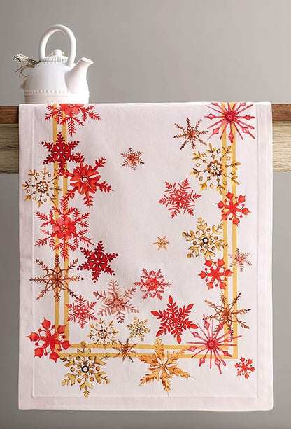 Maison d' Hermine Table Runner 100% Cotton Single Layer Table Runners 72 inches Long for Thanksgiving Christmas Decorations Home Kitchen Dining Party Wedding (Crystal Star, 14.5" x 72")