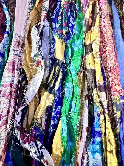 Maker's Craft Pattern Printed Sari Silk Ribbon Yarn 50 Yards, 100Grams for DIY, Knitting, Crocheting, Gift Wrapping, Christmas Decoration, Macrame Makers, Jewelry Making, Rugs Hooking