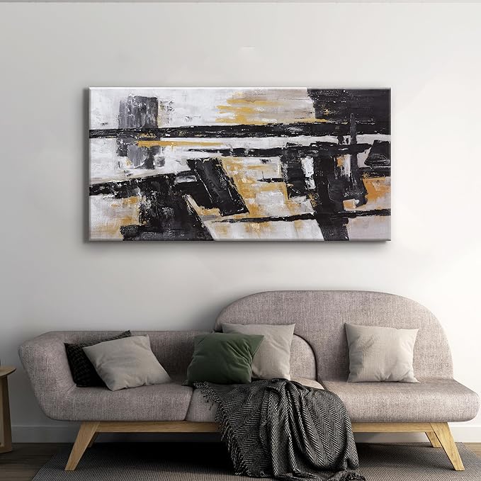 Black And Gold Abstract Wall Art Small Size Artwork Home Decoration Artwork Decor Modern Minimalist Canvas Painting Living Room Decor For Bedroom Office Wall Decor 20"X40"