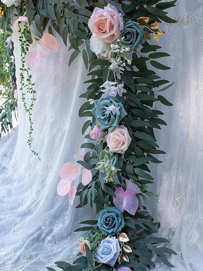 9FT Wedding Arch Flower Garland, Handmade Wedding Table Decorations,Head Table Floral Decor for Noble and Charming Wedding Ceremony