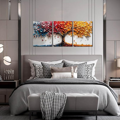 Tree Canvas Wall Art for Living Room - Colorful Wall Decor for Bedroom Teen Girl - Modern 3 Piece Wall Art for Office Size 12" x 16"