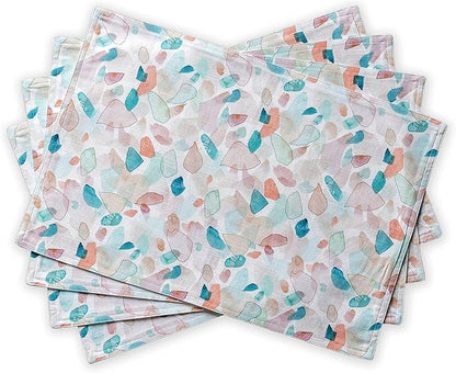 Maison d' Hermine Placemats Set of 4 100% Cotton Washable Cloth Place Mats, Reusable Table Mats for Kitchen Dining Decoration, Party, Wedding, Restaurant Spring/Summer (Summer Picnic, 13" x 19")
