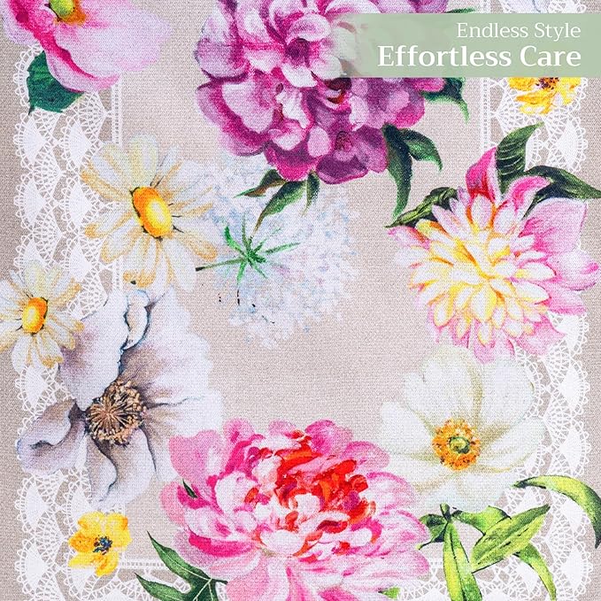Maison d' Hermine Table Runner 100% Cotton Single Layer Table Runners 72 inches Long Decorative for Home Kitchen Dining Party Baby Shower Wedding Bridal Shower Spring Summer (Pivoine, 14.50" x 72")