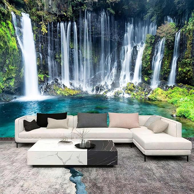 WFBHUA-Waterfall Wallpaper Peel and Stick Nature Lake Landscape Self Adhesive Wall Mural for Bathroom 137"x100"