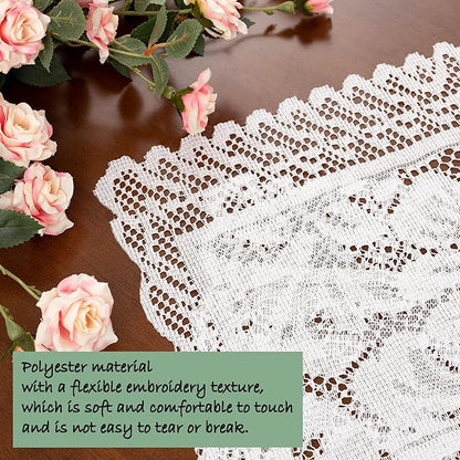 Jayla 2 Pcs Rectangle Lace Placemats for Tables Embroidered Lace Tablemats Vintage Crochet Floral Table Runner Vintage Wedding, Tea Party Decor,12x17 Inch