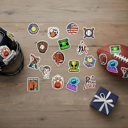 100 PCS Sports Collage Stickers Pack, Vinyl Waterproof Decals of Soccer Basketball Baseball Tennis Football Hockey Bowling, Motivational Gift for Teens Adults Wall Laptop Water Bottle