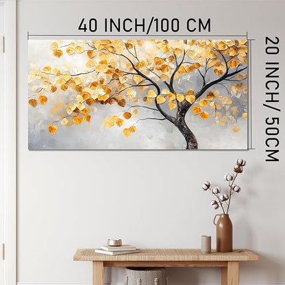 Tarfupth Gold Tree of Life Wall Art for Living Room Tree Leaves Large Artwork for Bedroom Office Kitchen Modern Canvas Prints 20x40 Inch