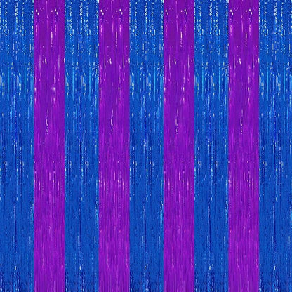 TONIFUL 2Pcs Blue Purple Door Streamers,Green Photo Booth Backdrop,Metallic Streamers Green Foil Fringe Curtains for Birthday,Christmas,New Year,St. Patrick's Day Party Streamers Decor