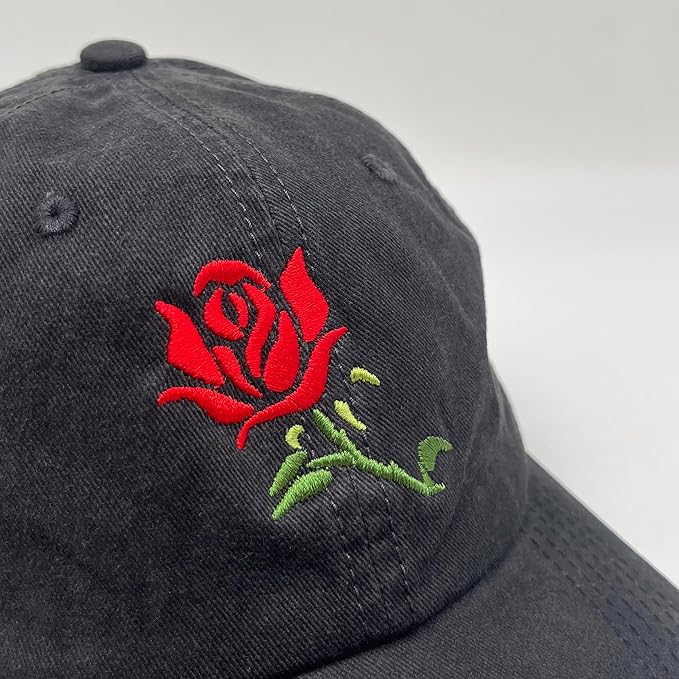 Cute Flower Hat, Elegant Floral Embroidered Adjustable Baseball Cap for Men Women, Gifts for Flower Lovers, Black