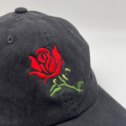 Cute Flower Hat, Elegant Floral Embroidered Adjustable Baseball Cap for Men Women, Gifts for Flower Lovers, Black