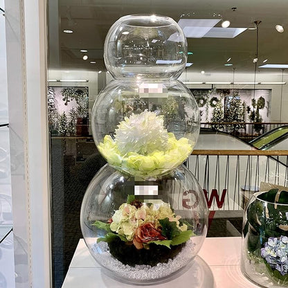 WGV Large Bowl Glass Vase, Diameter 19", Height 16", (Multiple Sizes Choices) Clear Huge Round Bubble Vase Jar, Floral Planter Terrarium for Wedding Event Home Decor, 1 Piece (VBW1916)