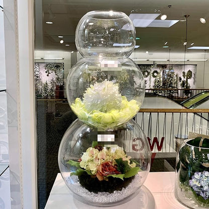 WGV Large Bowl Glass Vase, Diameter 9", Height 8", (Multiple Sizes Choices) Clear Round Bubble Vase Jar, Floral Planter Terrarium for Wedding Event Home Decor, 1 Piece (VBW1008)