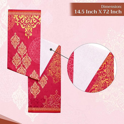 Maison d' Hermine Table Runner 100% Cotton Single Layer Table Runners 72 inches Long for Thanksgiving Christmas Decorations Home Kitchen Dining Party Wedding (Versailles, 14.5" x 72")