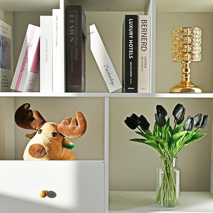 Mandy's Artificial Tulips 20 Stems Black PU Faux Flowers for Thanksgiving and Christmas Decorations Wedding Home Decor 13.5 Inch